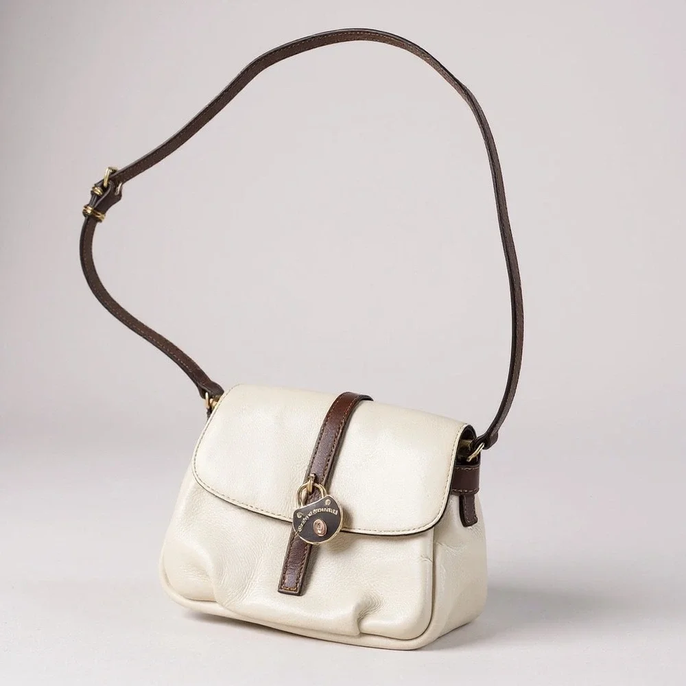Dooney Bourke Cream Pebble Leather Lock Crossbody Bag - Picture 15 of 16